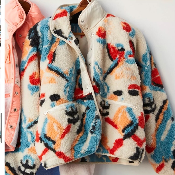 Free People Jackets & Blazers - Free People Hit The Slopes Printed Fleece Jacket Size XL